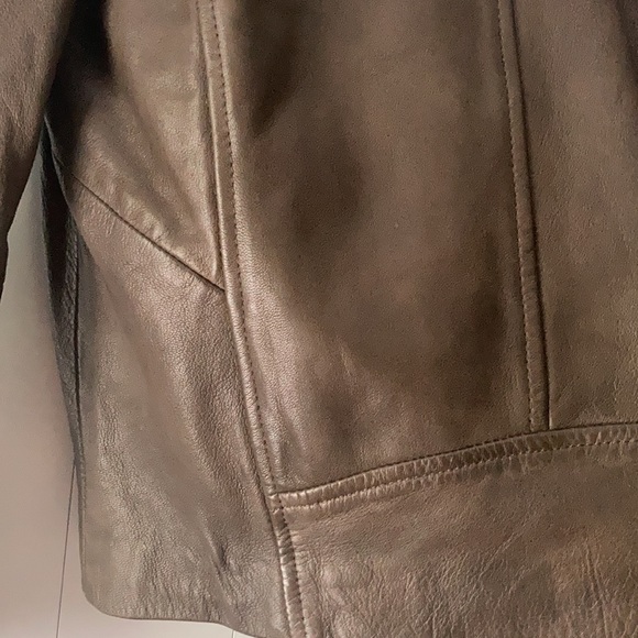 Abercrombie brown leather Moto jacket - Picture 7 of 8